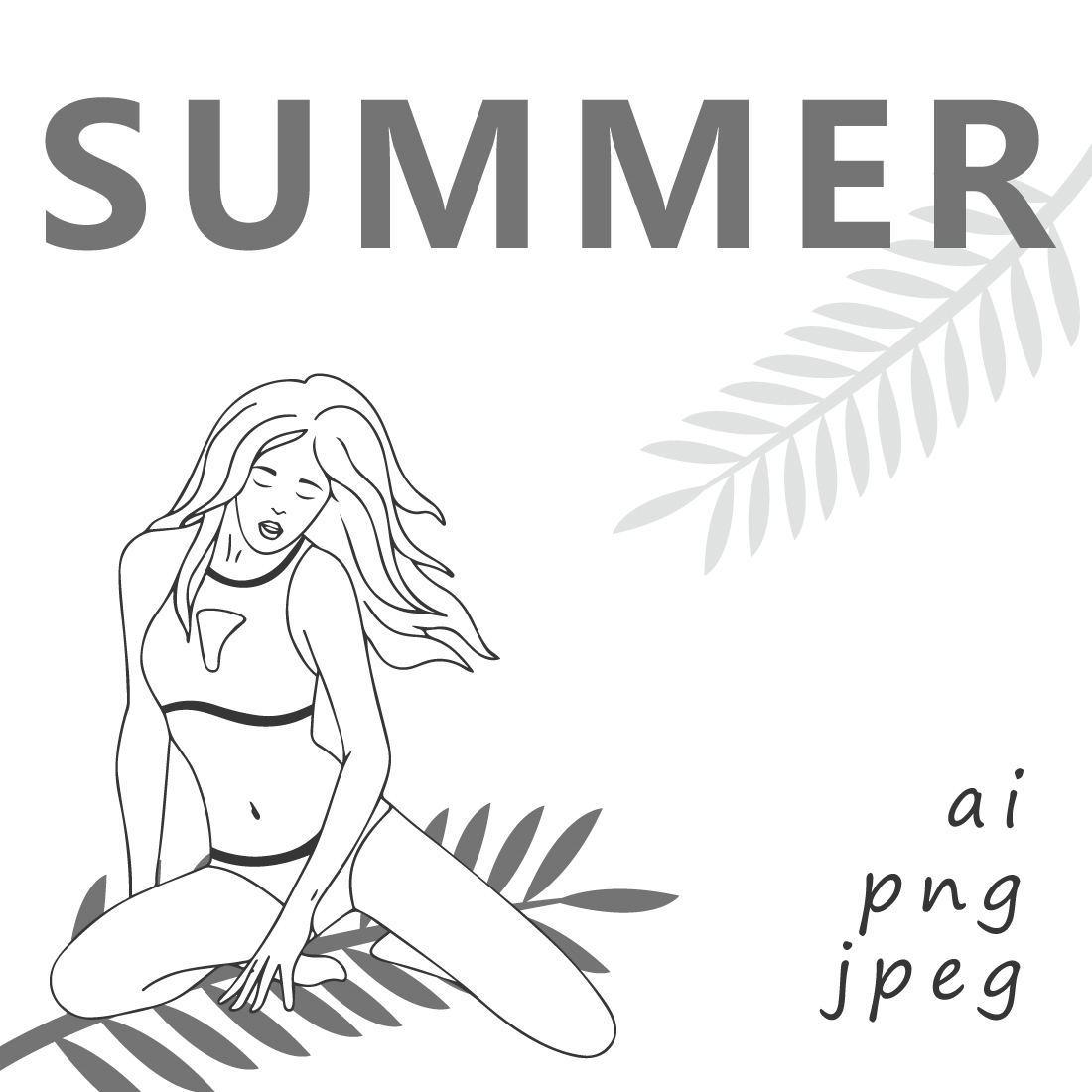 Fashionable summer set of models in swimwear preview image.