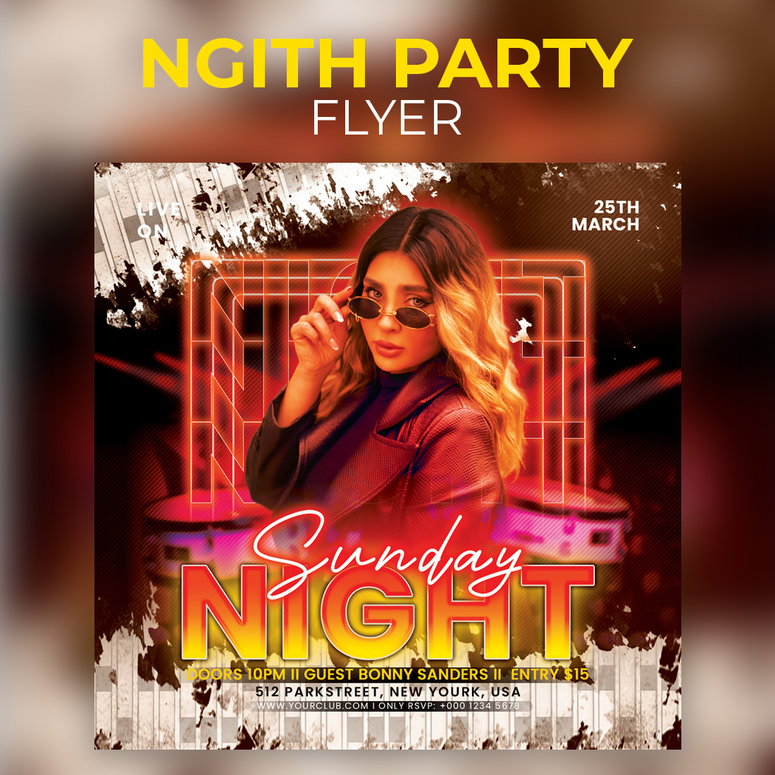 Night Party Flyer Template cover image.