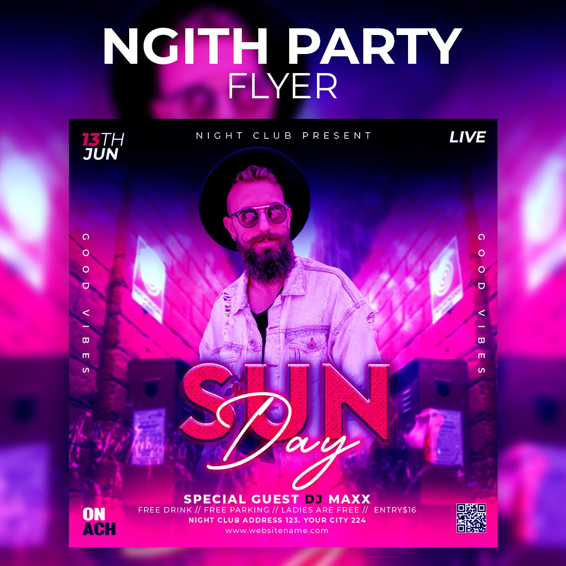 Night Party Flyer Template cover image.