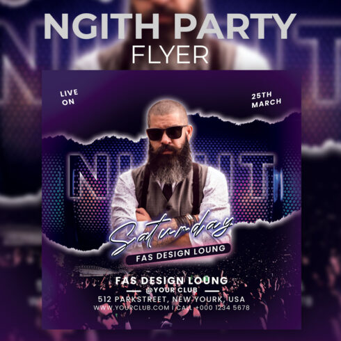 Night Party Flyer Template Psd cover image.