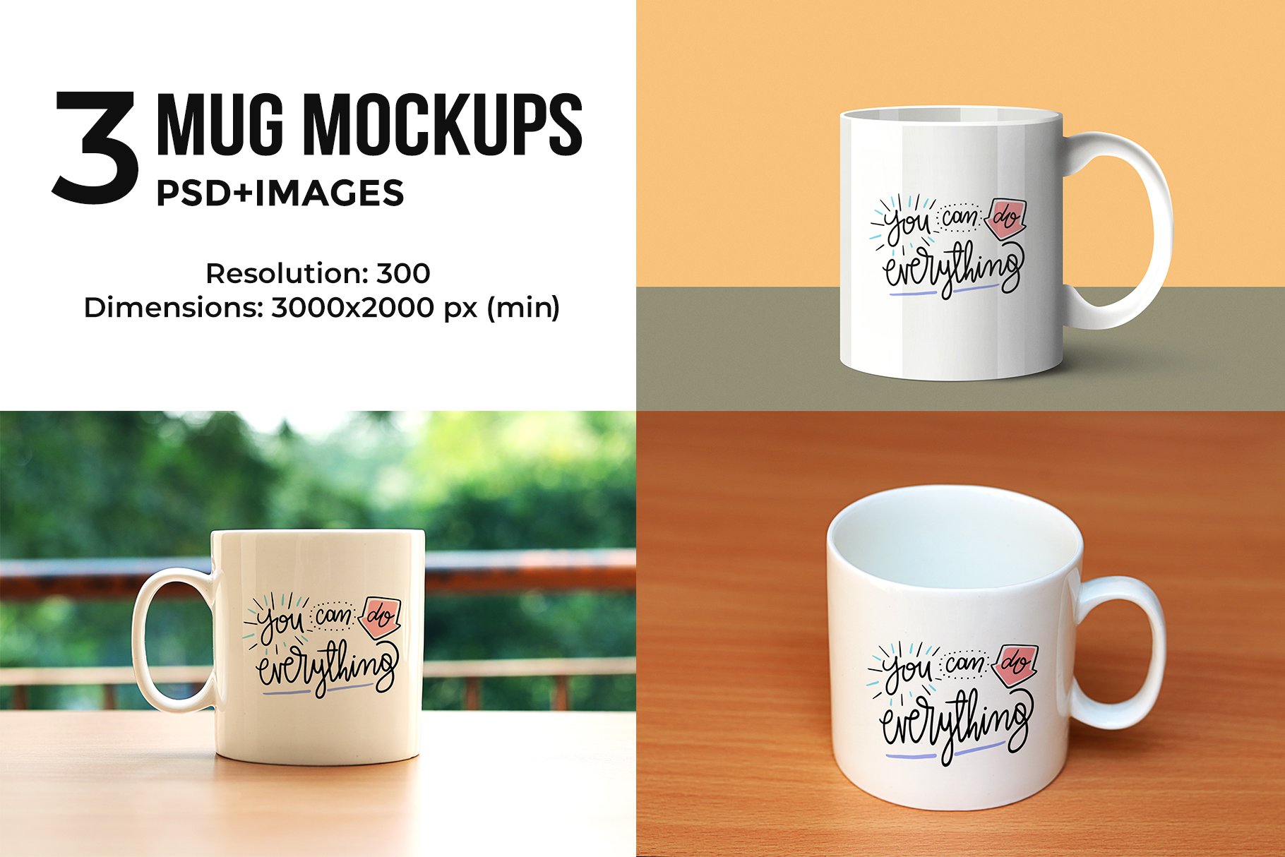 3 Mug Mock-ups cover image.
