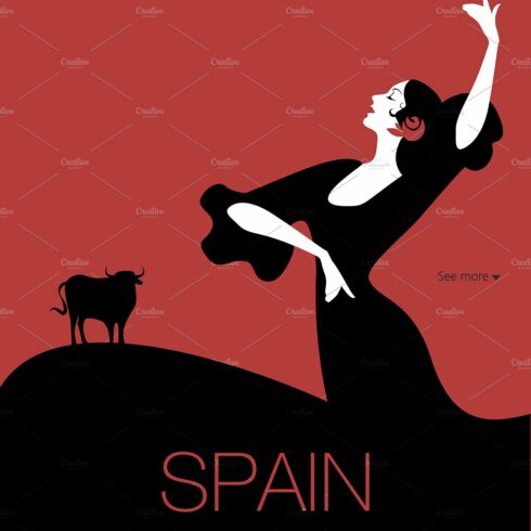 Spanish flamenco dancer and bull cover image.
