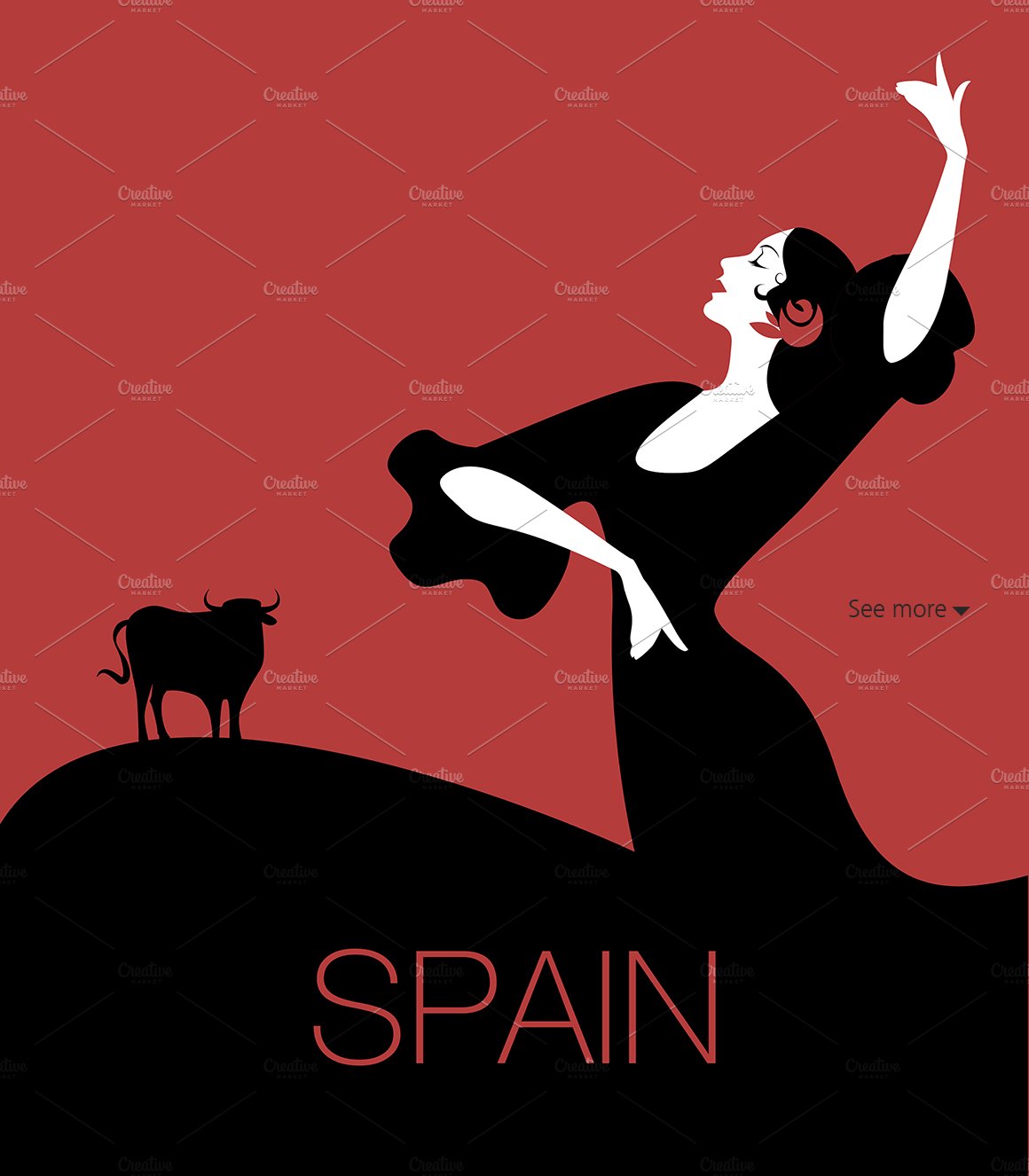 Spanish flamenco dancer and bull cover image.