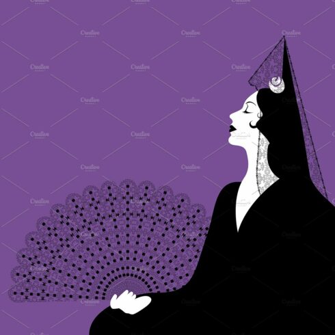 Spanish woman with lace mantilla cover image.