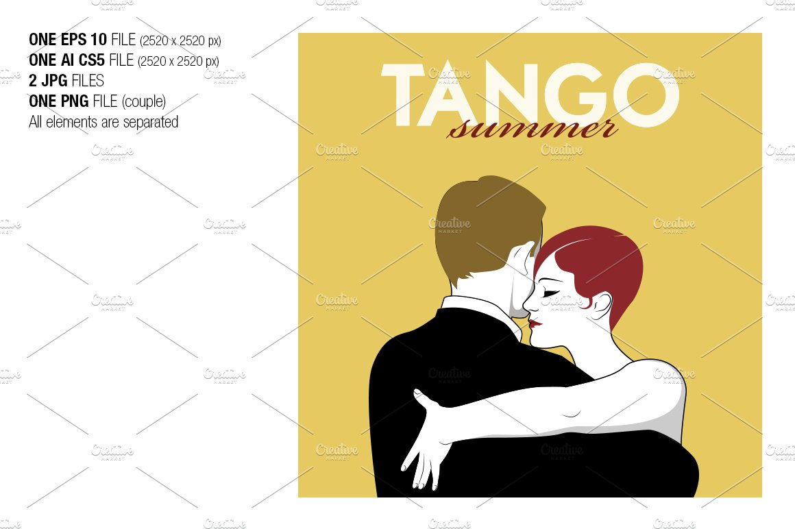 Tango Dancers: Yellow background preview image.