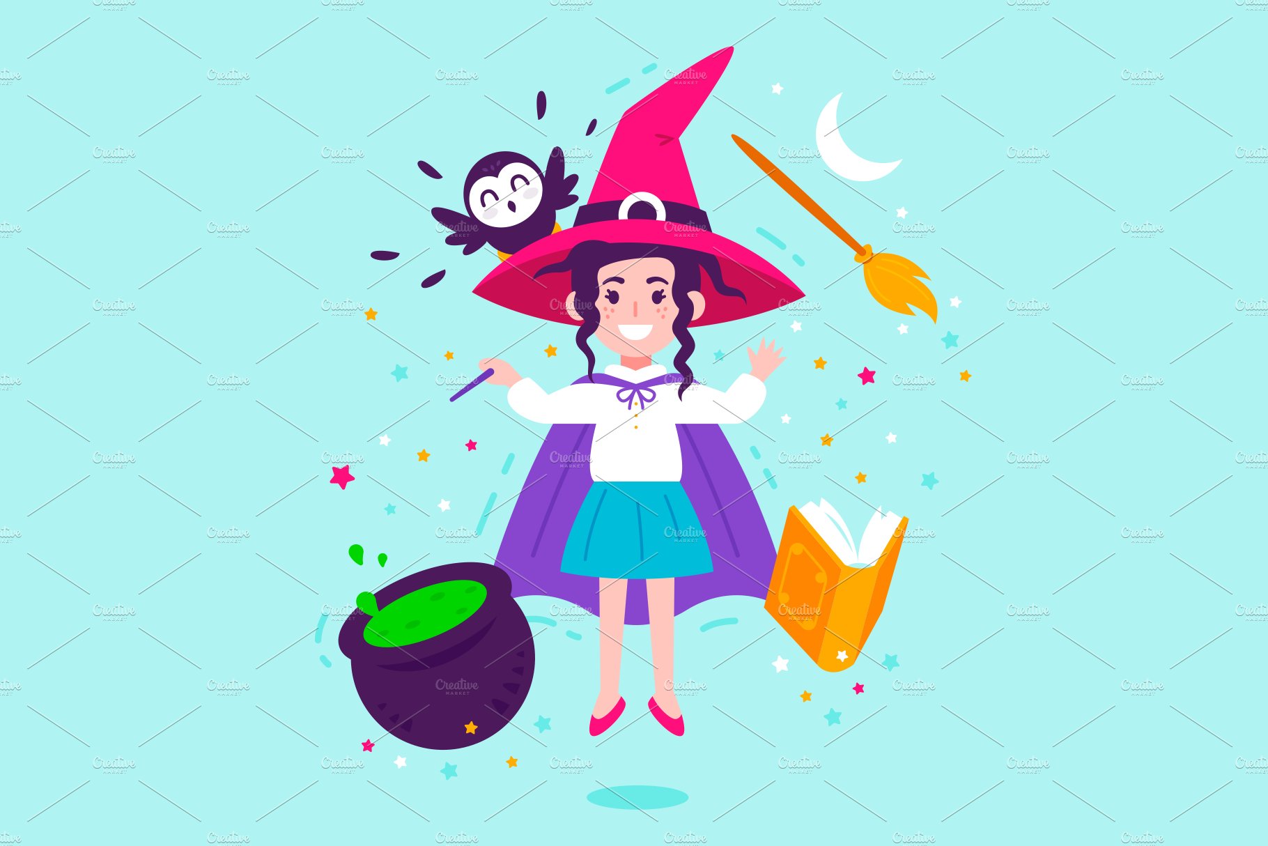 Cute Children Witch Illustration cover image.