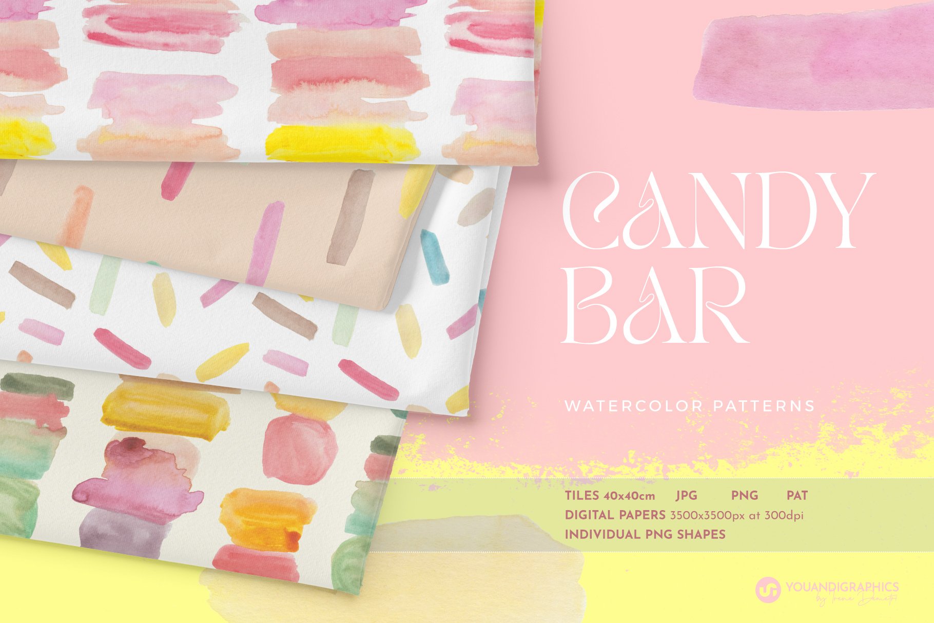 Candy Bar Watercolor Patterns cover image.