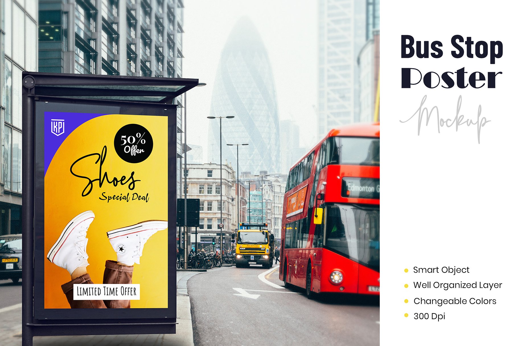 Bus Stop Poster PSD Mockup cover image.