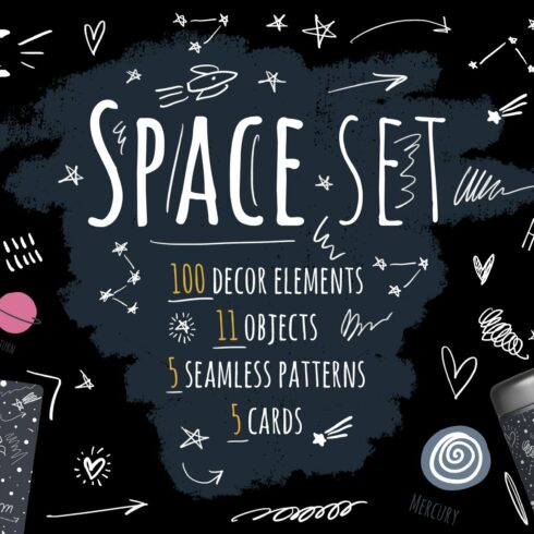 Doodle Space Clipart Set cover image.
