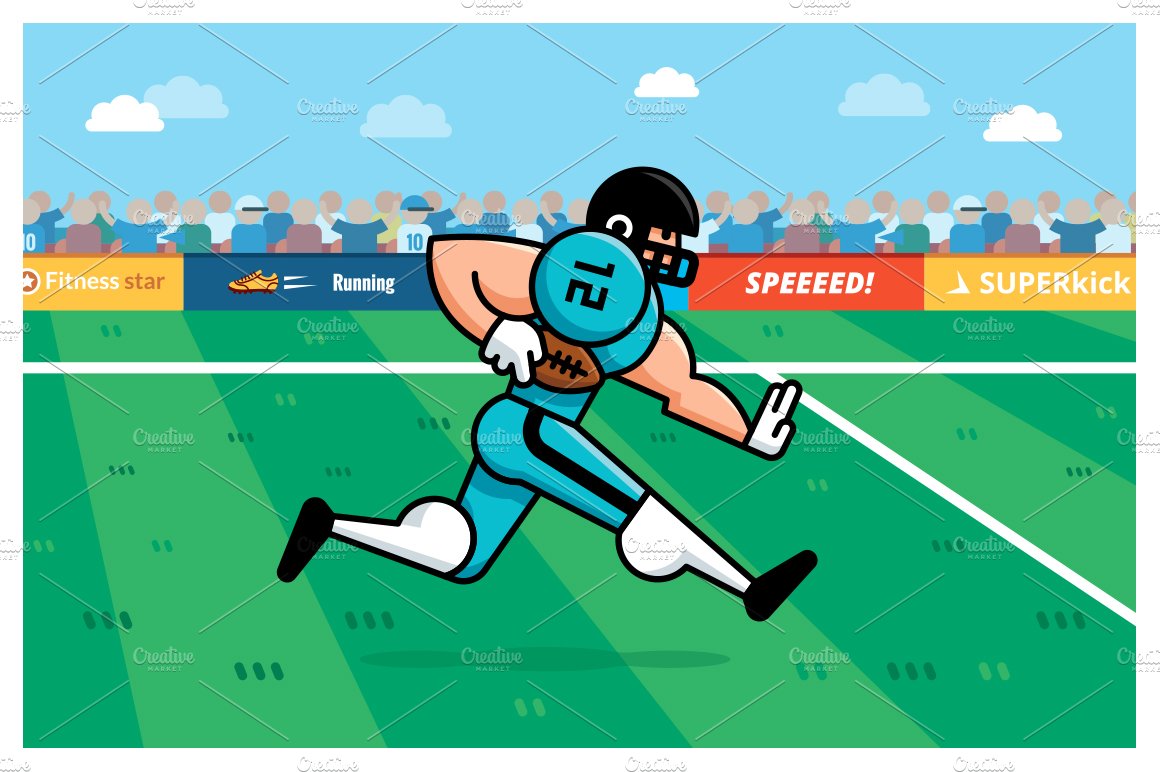 Football Guy Running Illustration cover image.