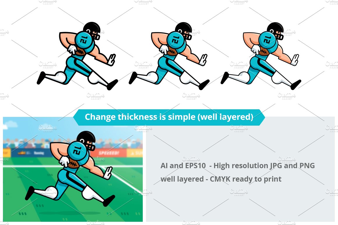 Football Guy Running Illustration preview image.