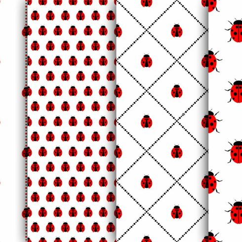 Seamless patterns with ladybugs cover image.