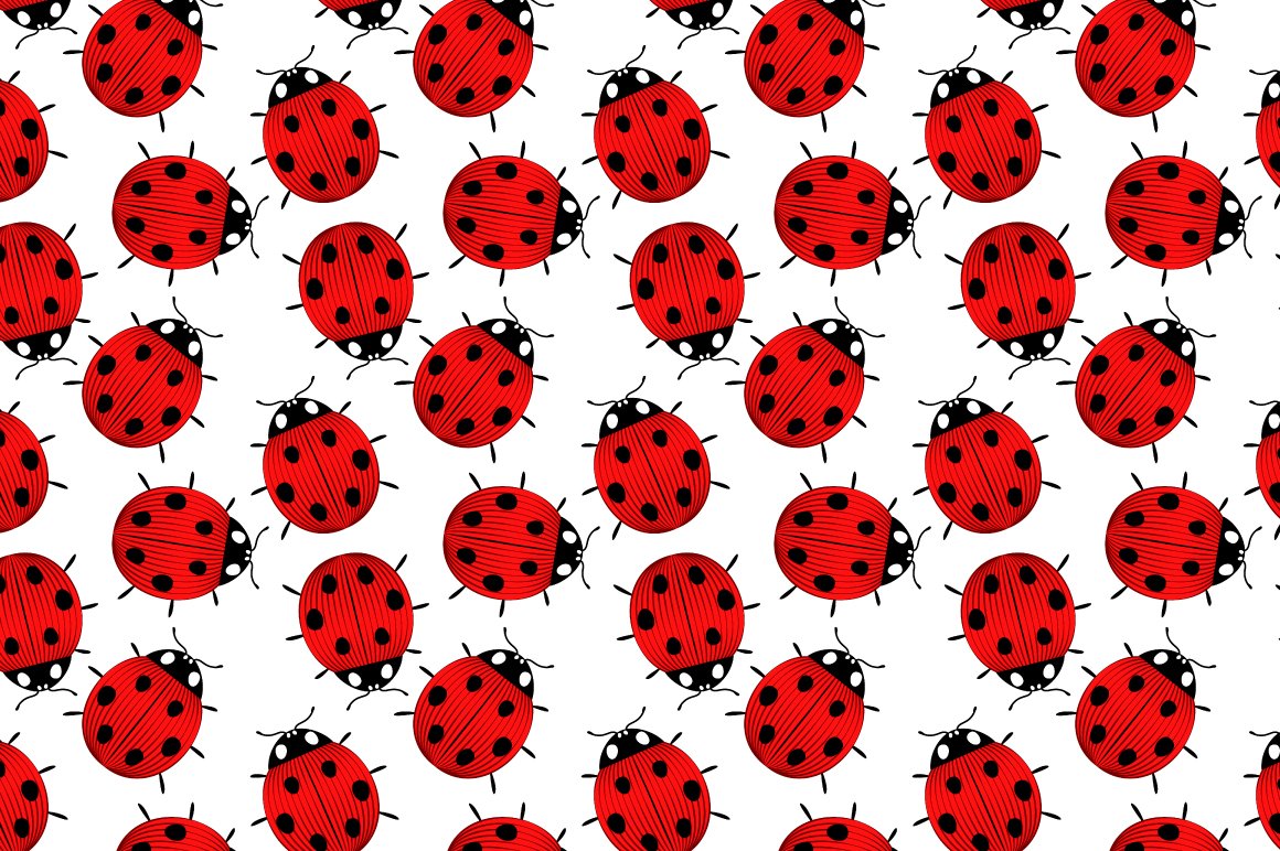 Colorful red ladybugs pattern cover image.