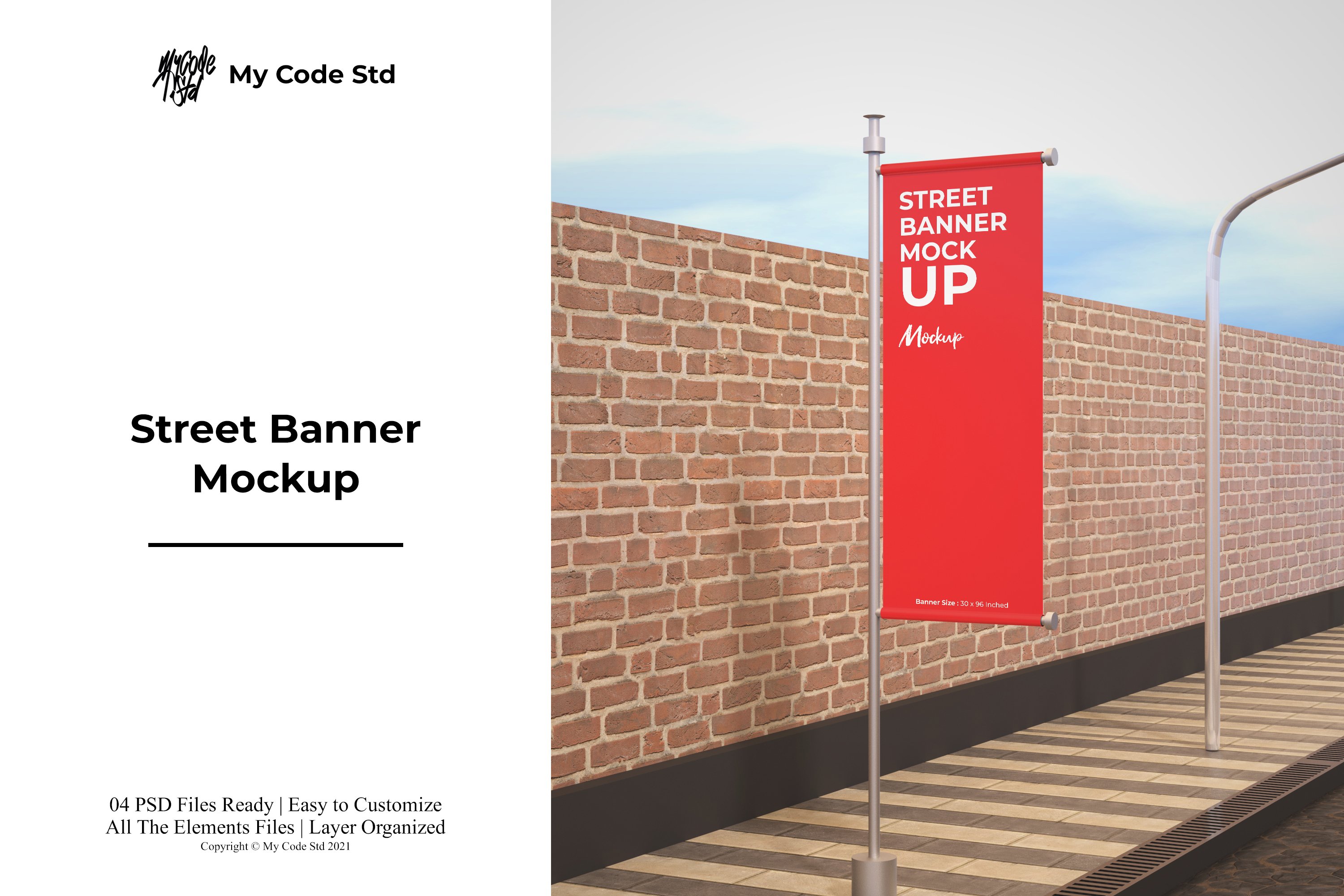 Realistic Street Banner Mockup cover image.