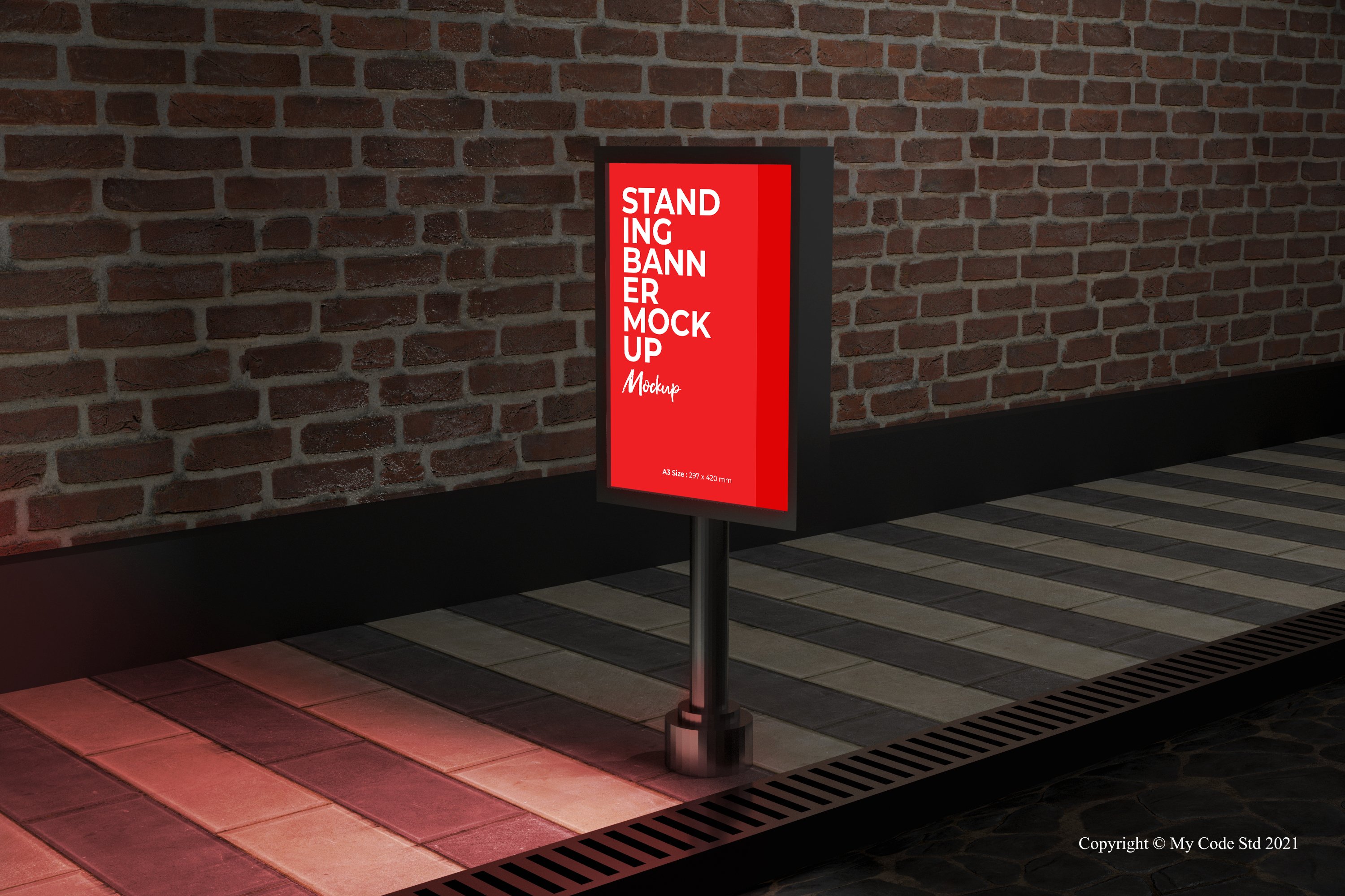 Realistic Standing Billboard Mockup preview image.