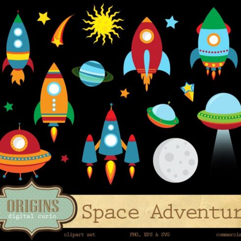 Outer Space Rockets Clipart cover image.