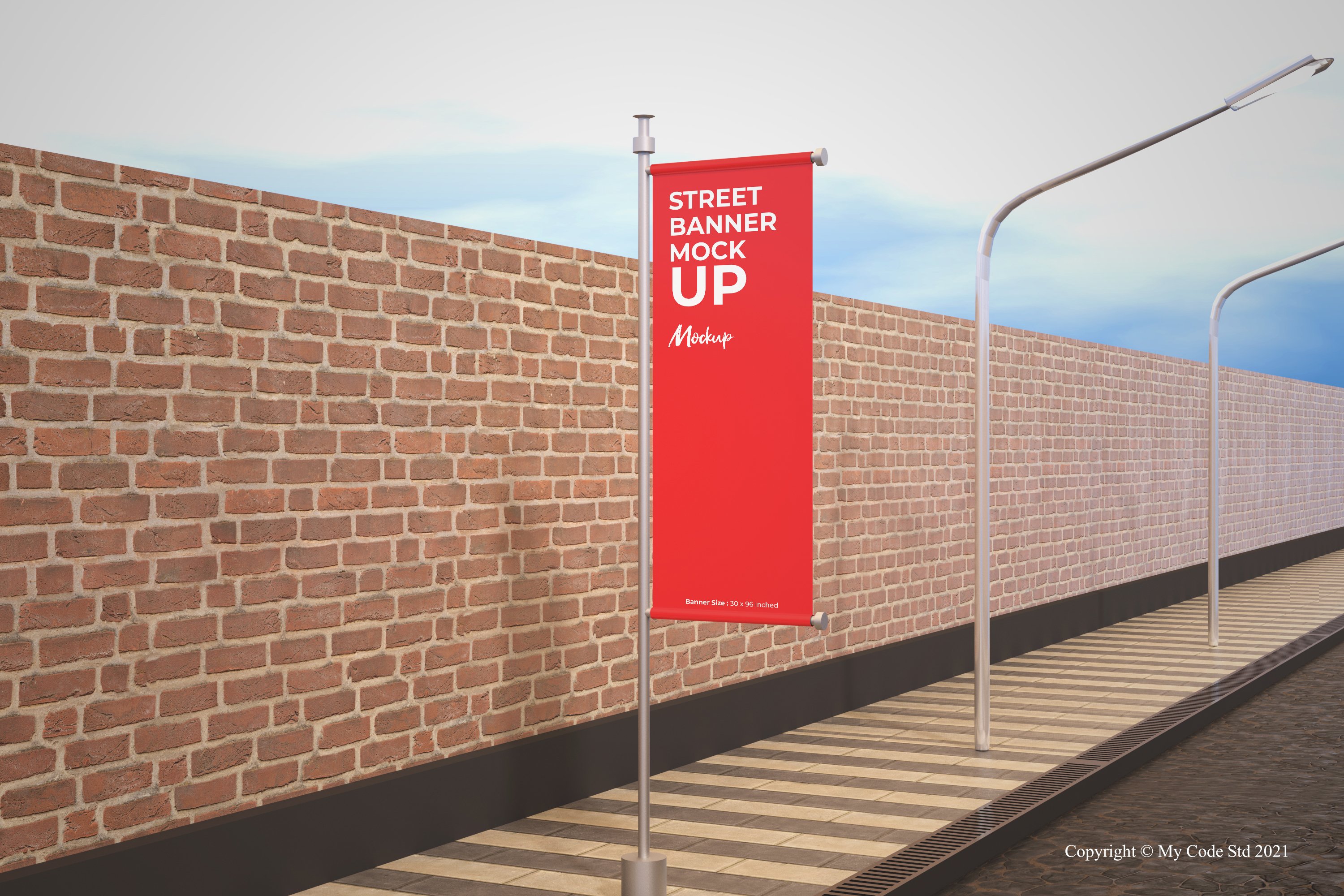Realistic Street Banner Mockup preview image.