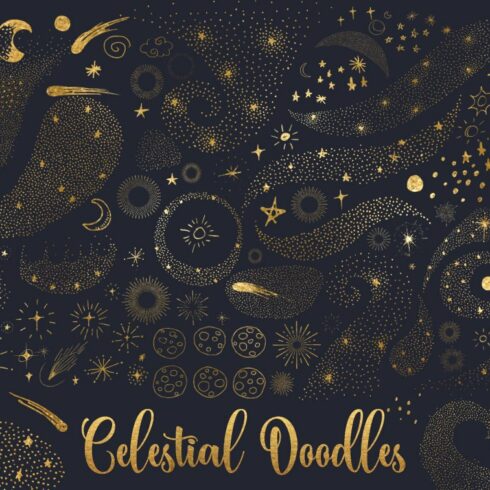 Celestial Doodles Clip Art cover image.