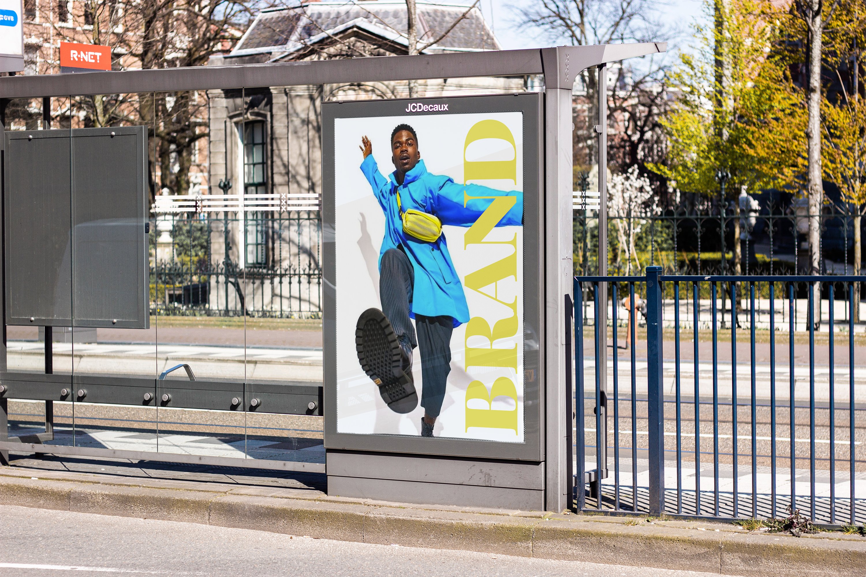 Realistic Bus Stop Mockup PSD preview image.