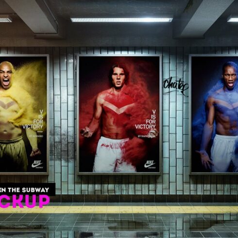 Posters in the subway Mockup Set cover image.