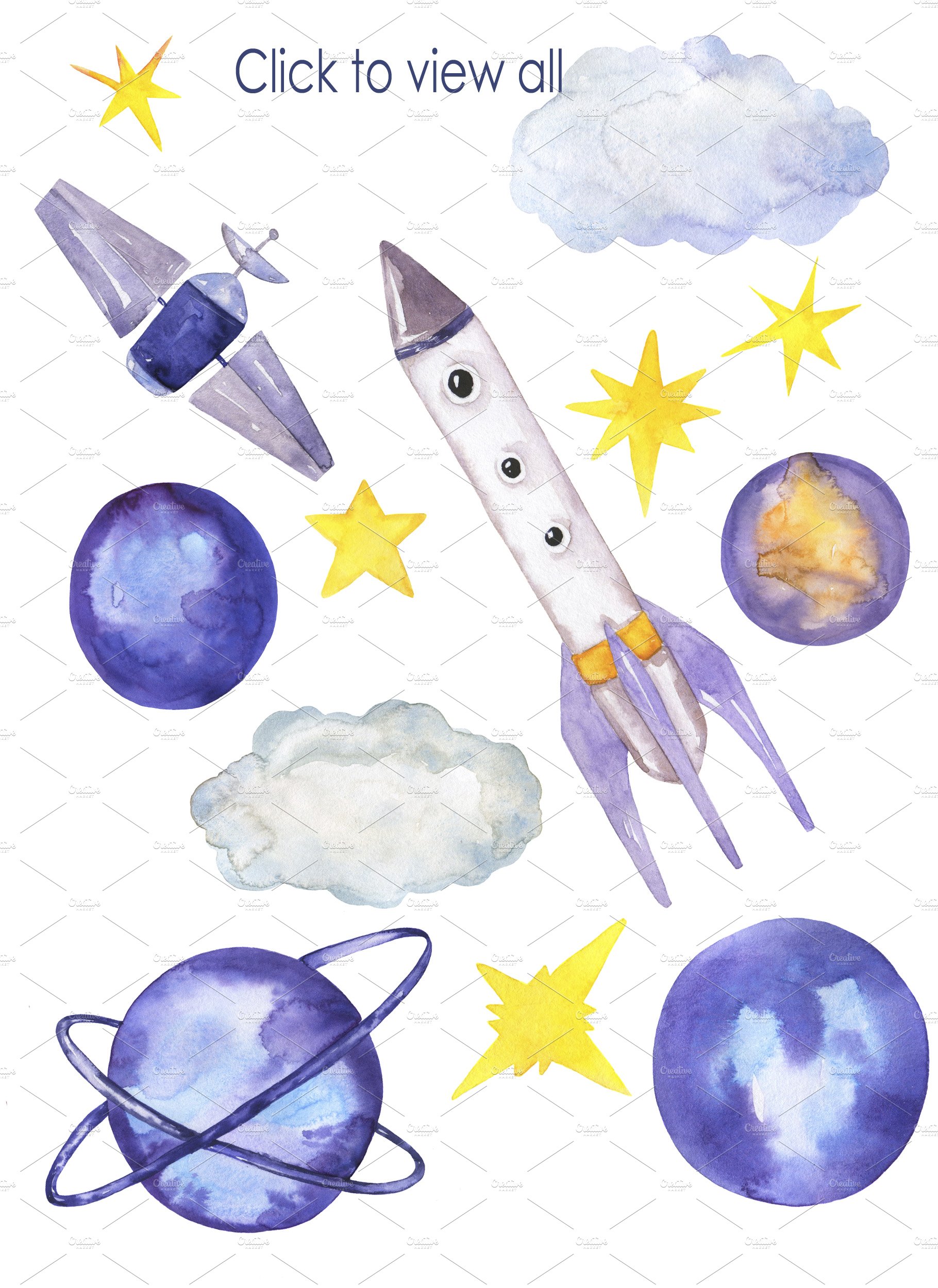 Watercolor space for kids preview image.