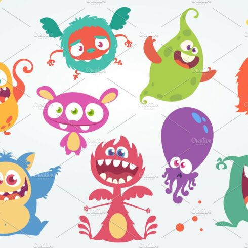 Cartoon monster characters (vector) cover image.