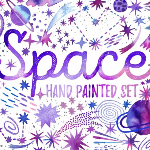 Watercolor space. Cosmic set cover image.