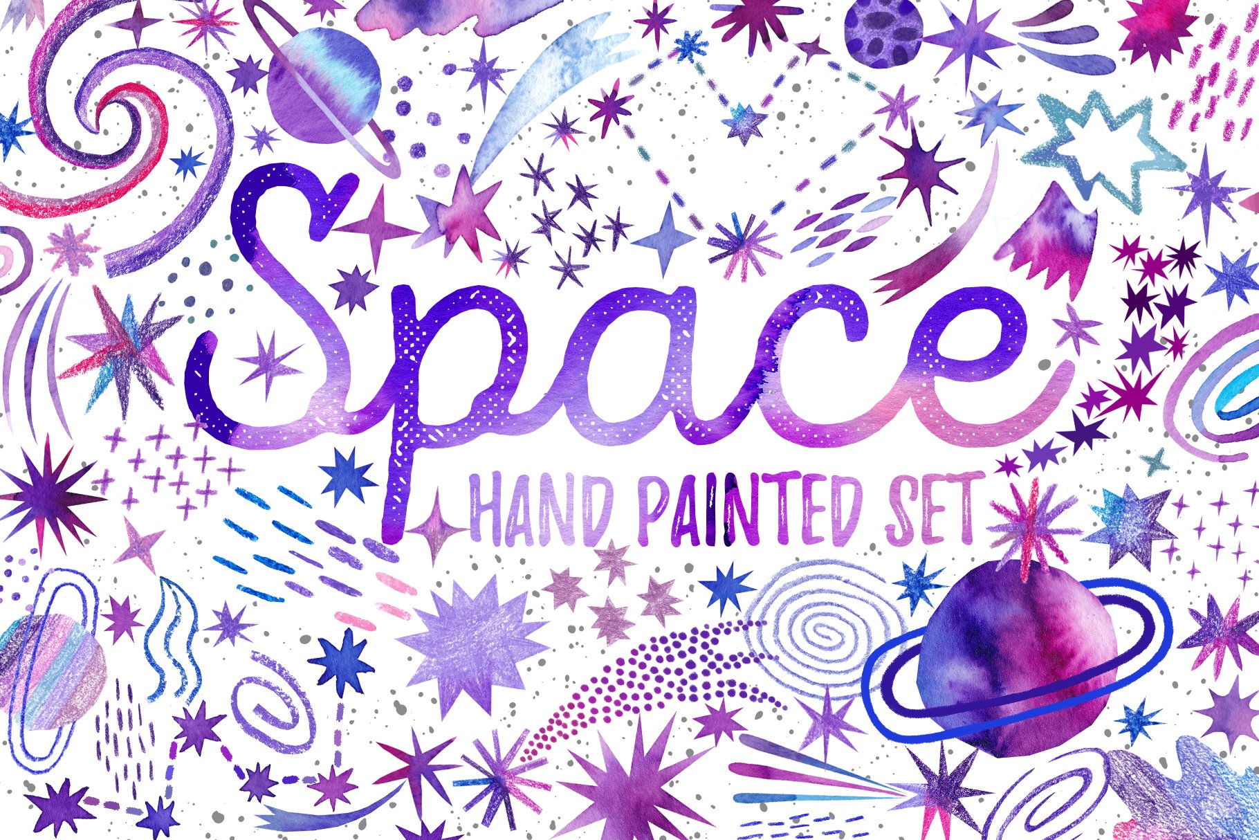 Watercolor space. Cosmic set cover image.