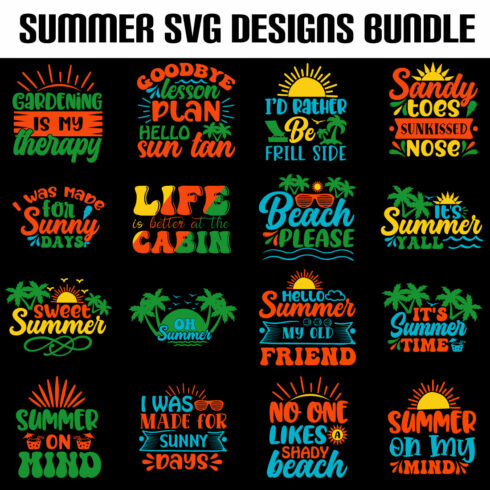 summer svg design bundle cover image.