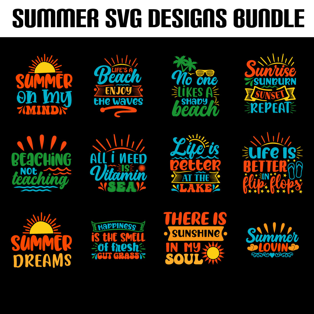 summer svg design bundle preview image.