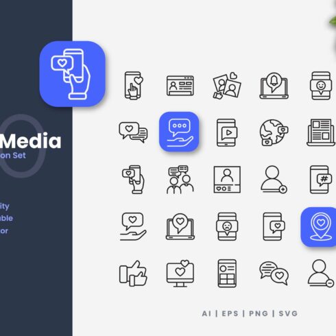 Social Media Outline Icons cover image.