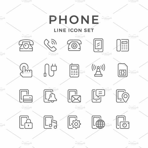 Set line icons of phone cover image.