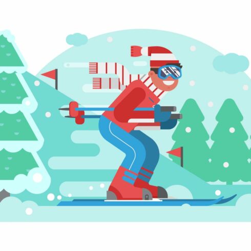 Mountain Skiing Man Riding by Winter cover image.