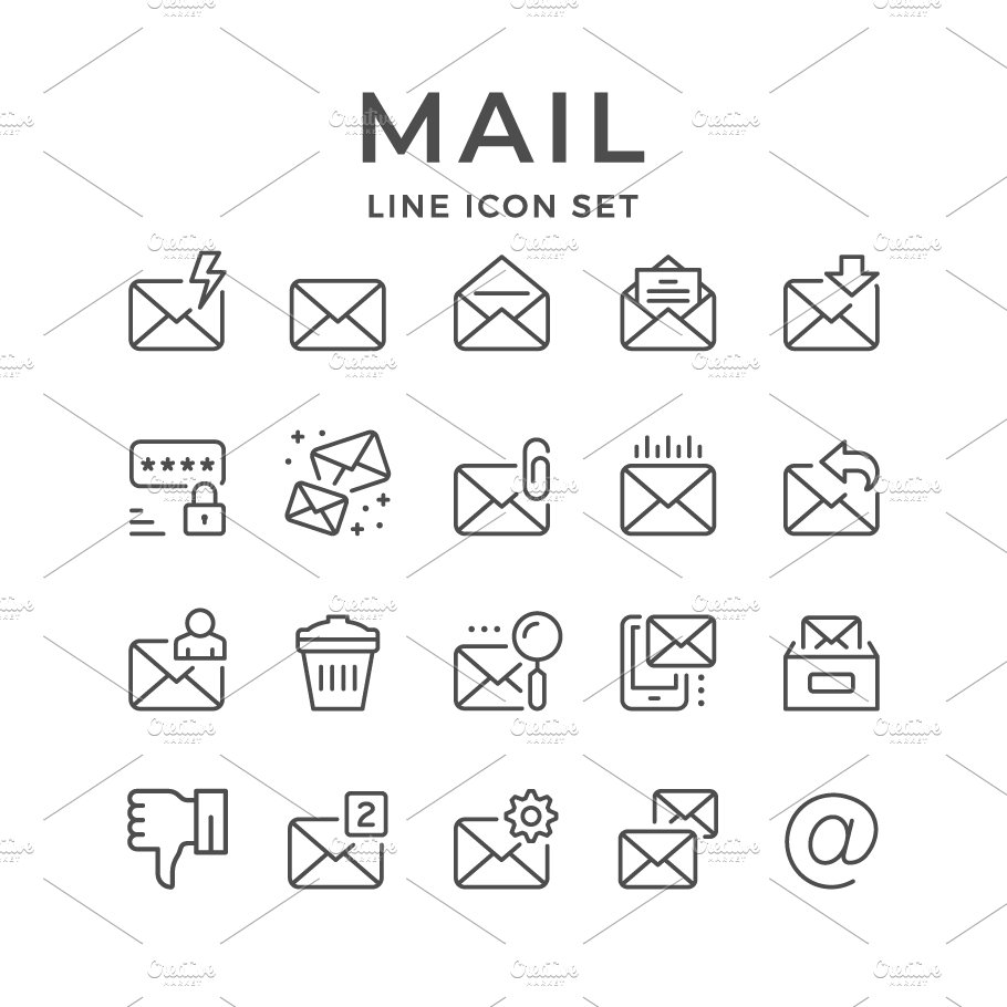 Set line icons of mail cover image.