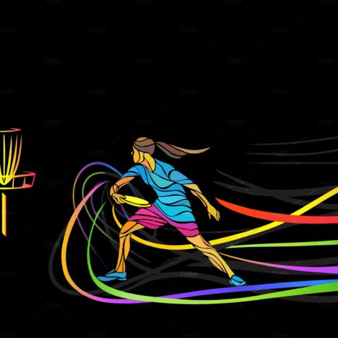 Disc Golf Woman Illustration vector cover image.