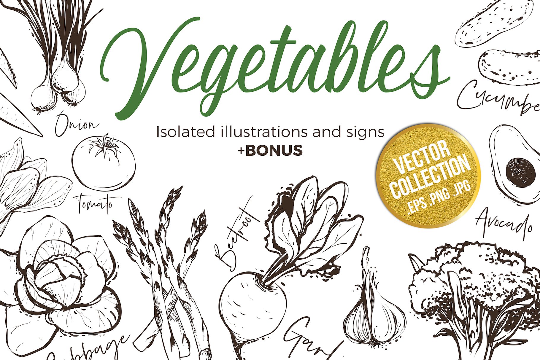 Outline Vegetables Set + Pattens cover image.