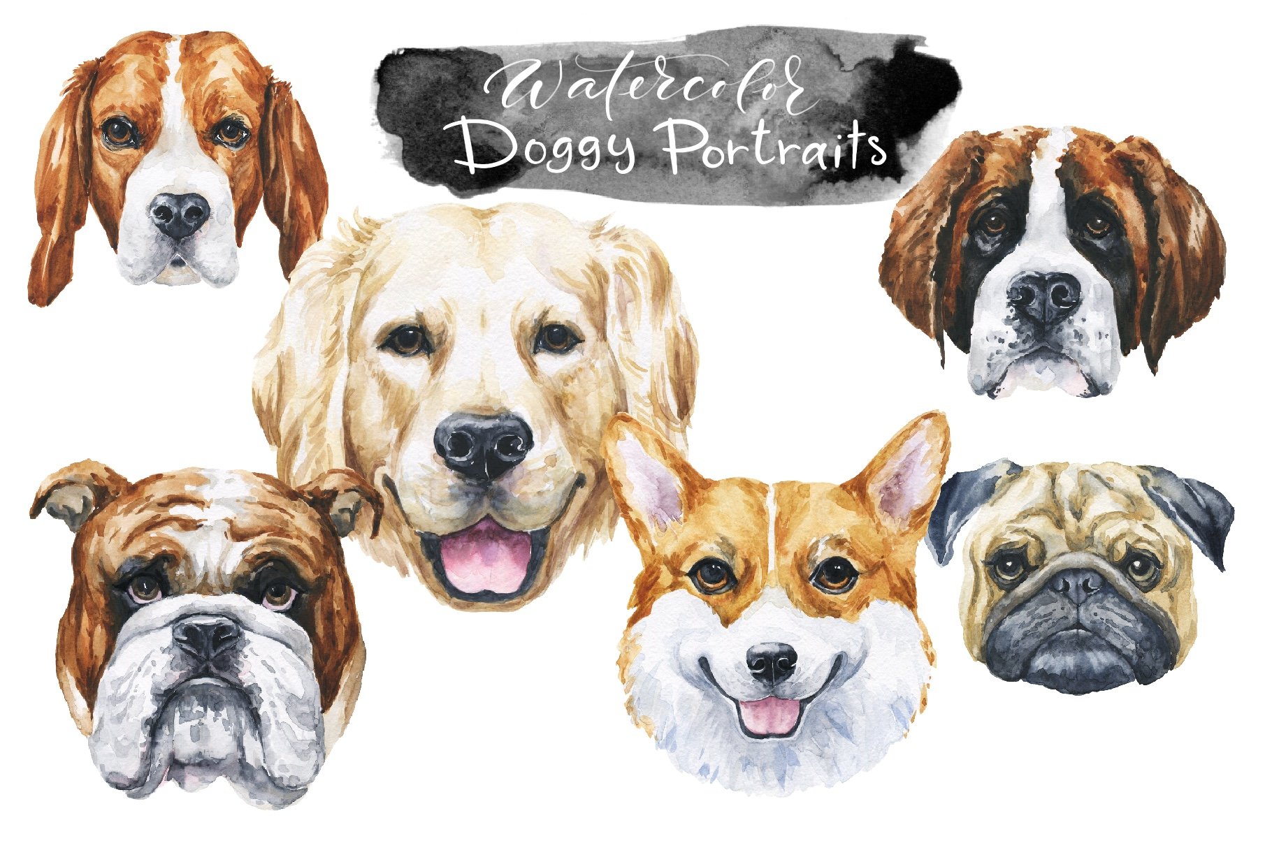 Watercolor Doggy Portraits cover image.