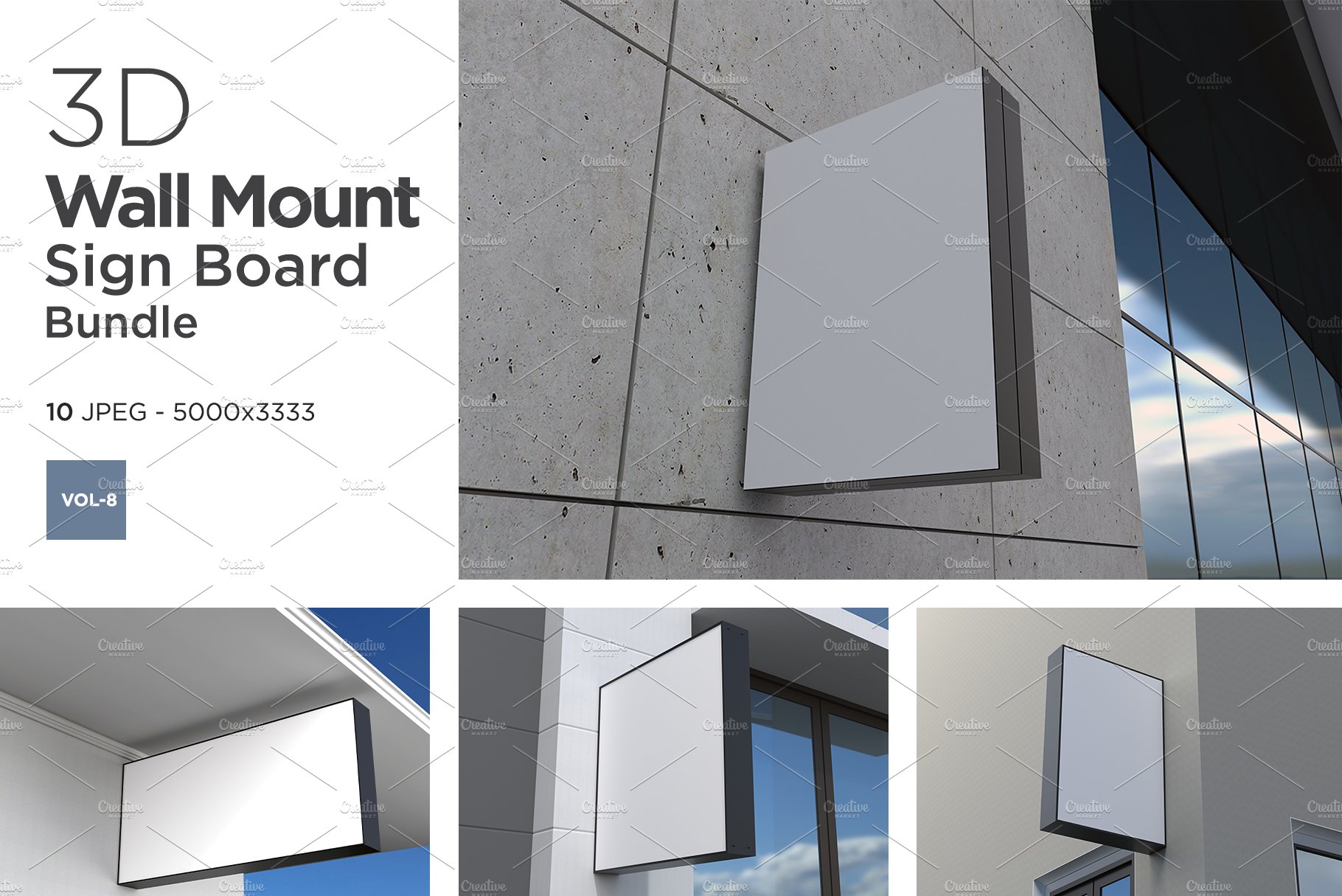 Wall Mount Sign Mockup Set Vol-8 cover image.