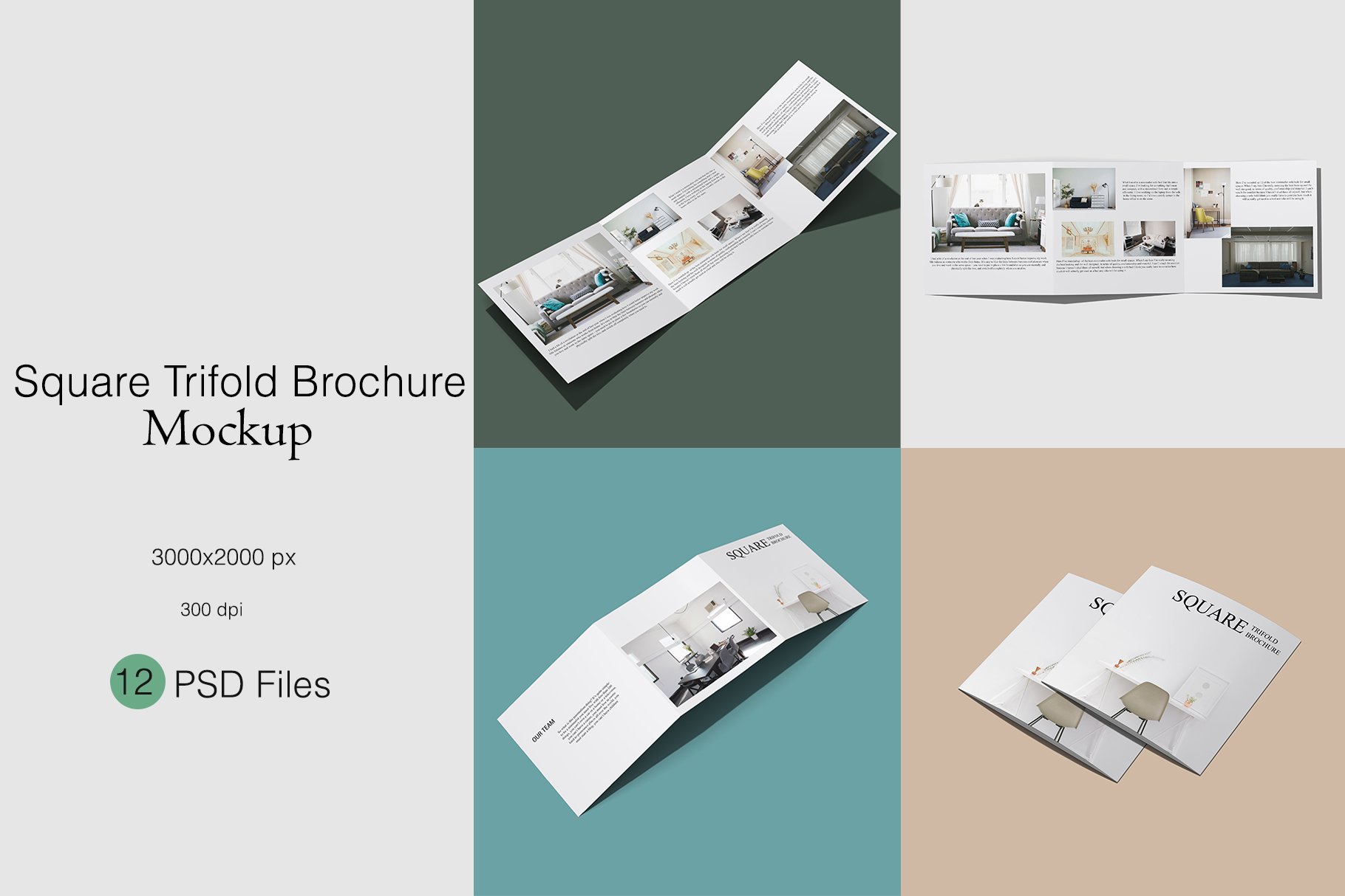 Square Trifold Brochure Mockup cover image.