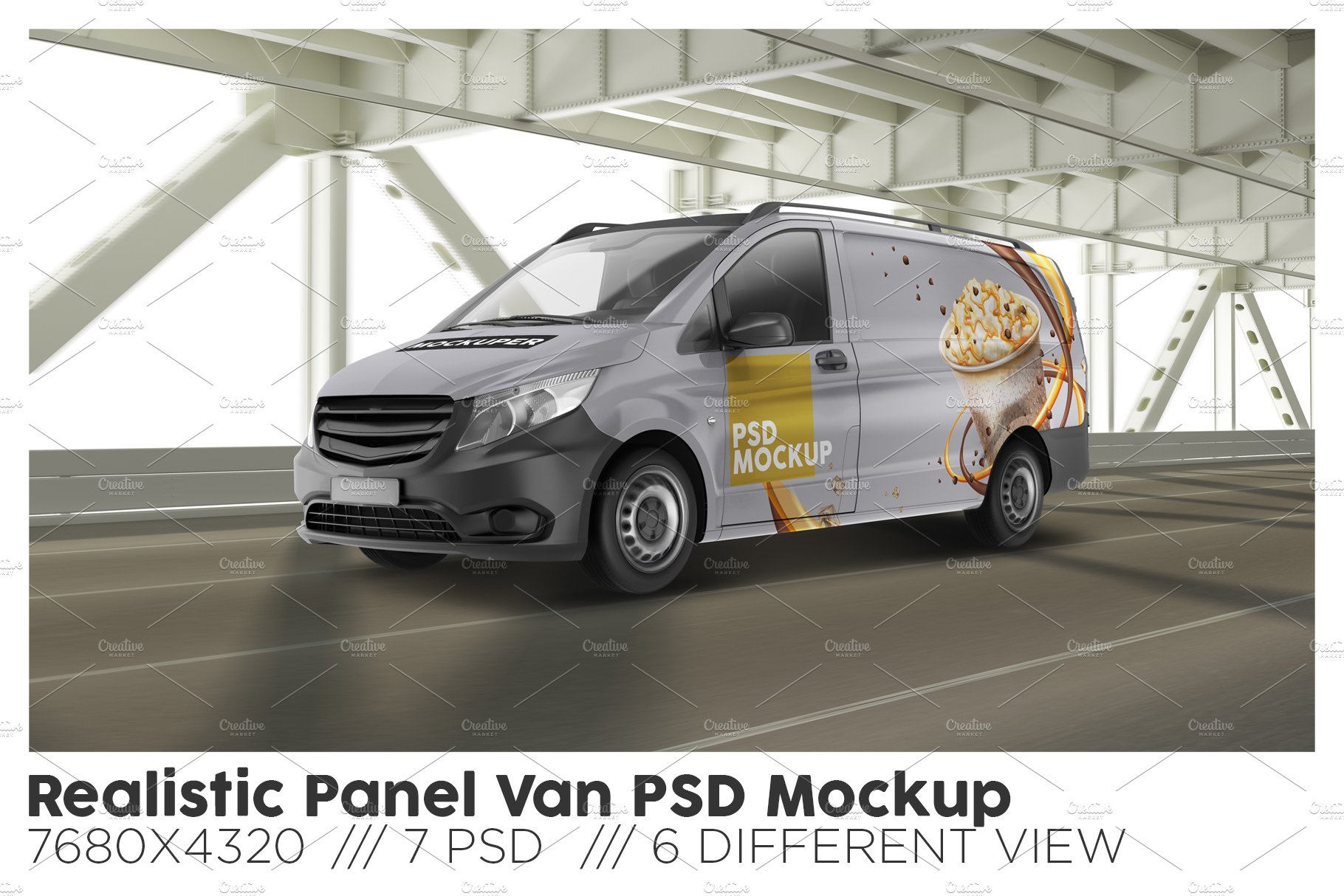 Realistic Panel Van PSD Mockup cover image.