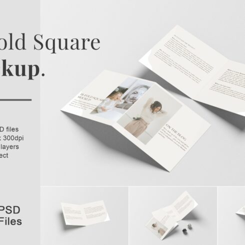 Square Bi-Fold Brochure Mockup cover image.