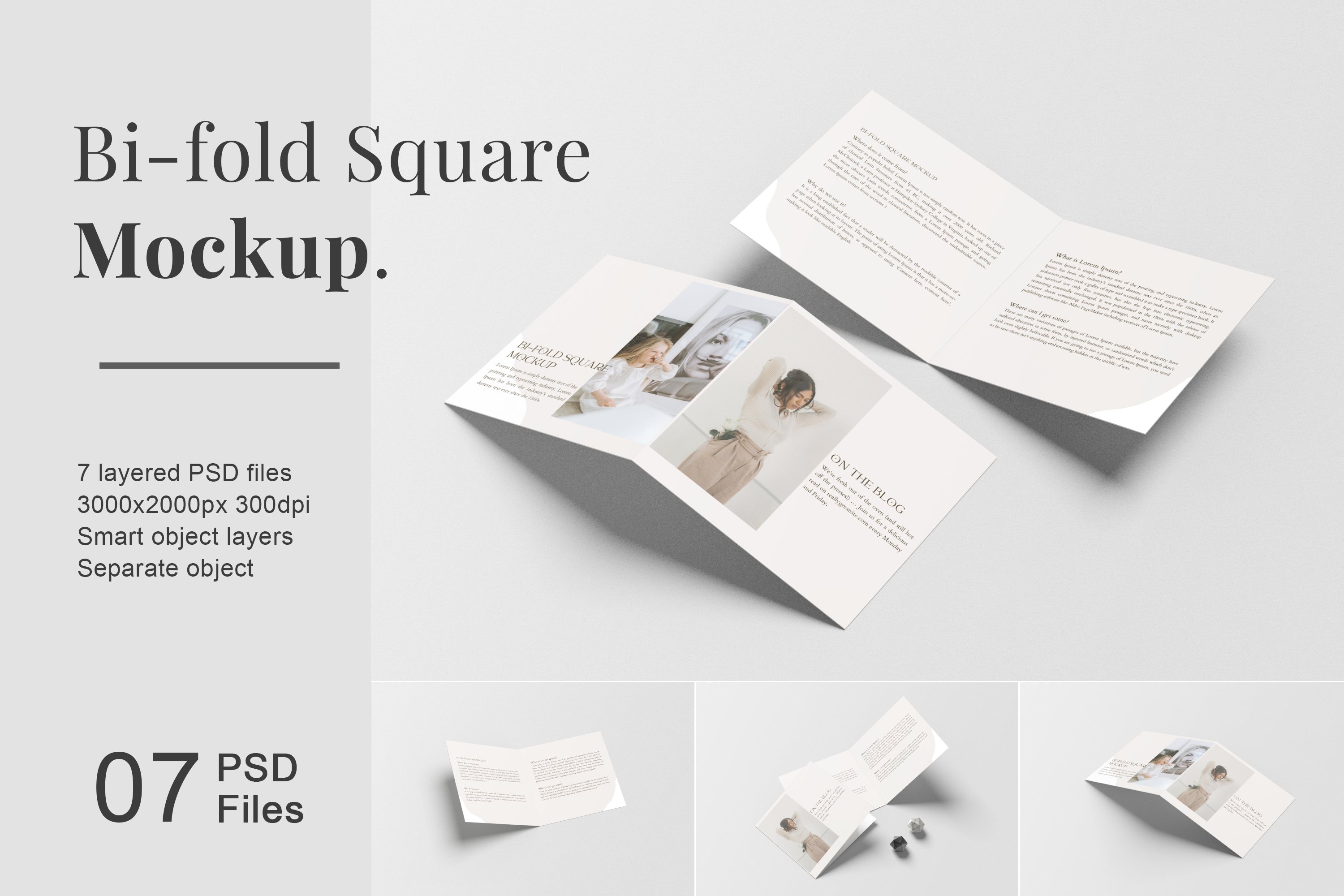 Square Bi-Fold Brochure Mockup cover image.