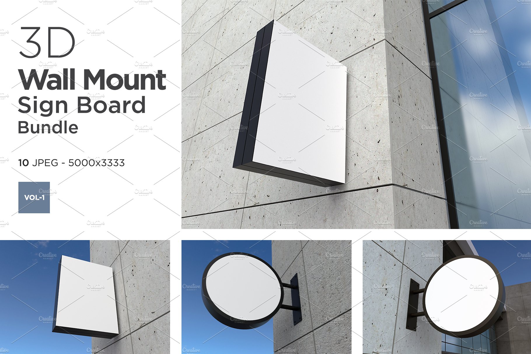 Wall Mount Sign Mockup Set Vol-1 cover image.