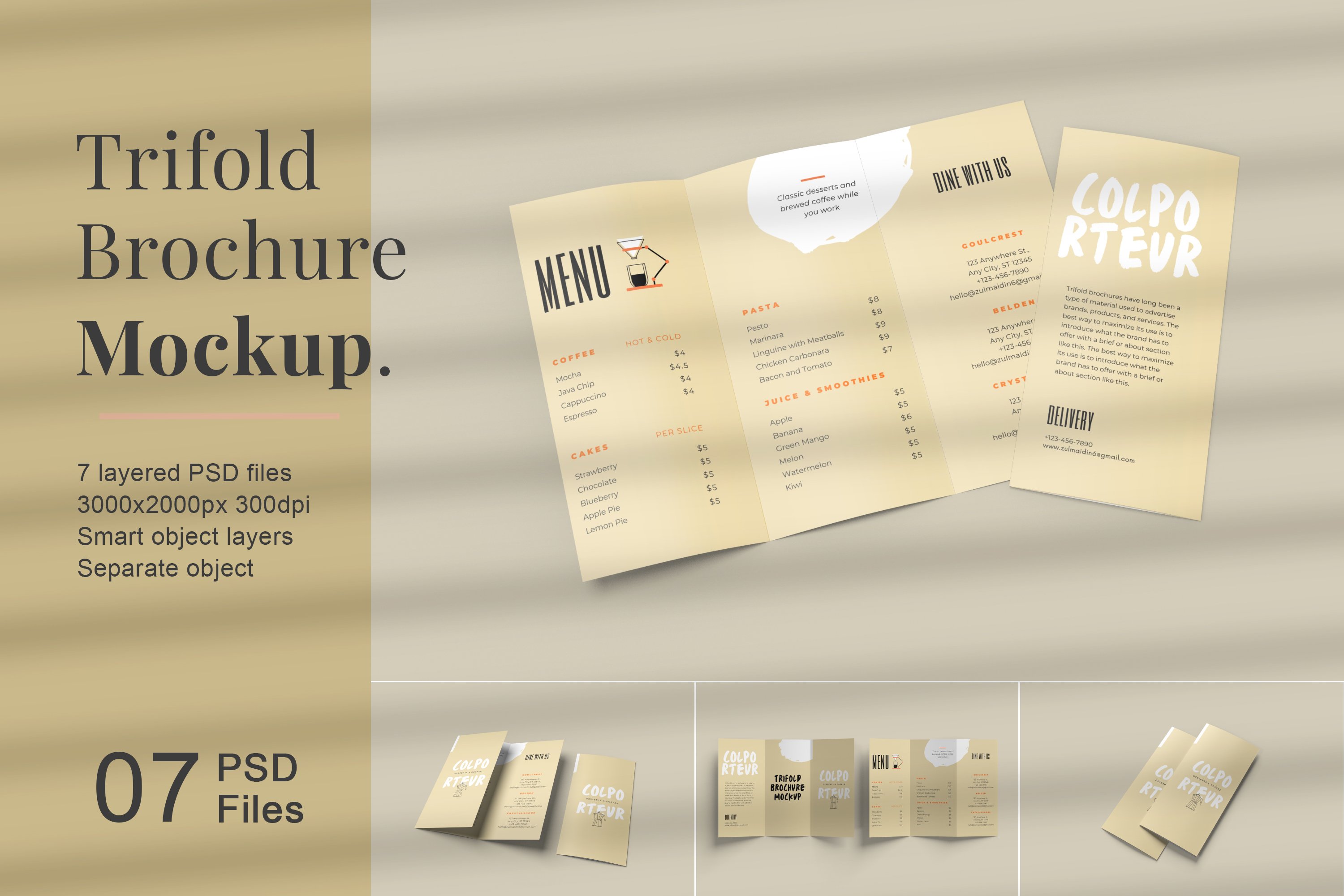 Trifold Brochure Mockups cover image.