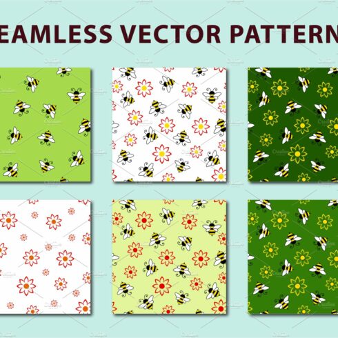 Bee seamless patterns cover image.