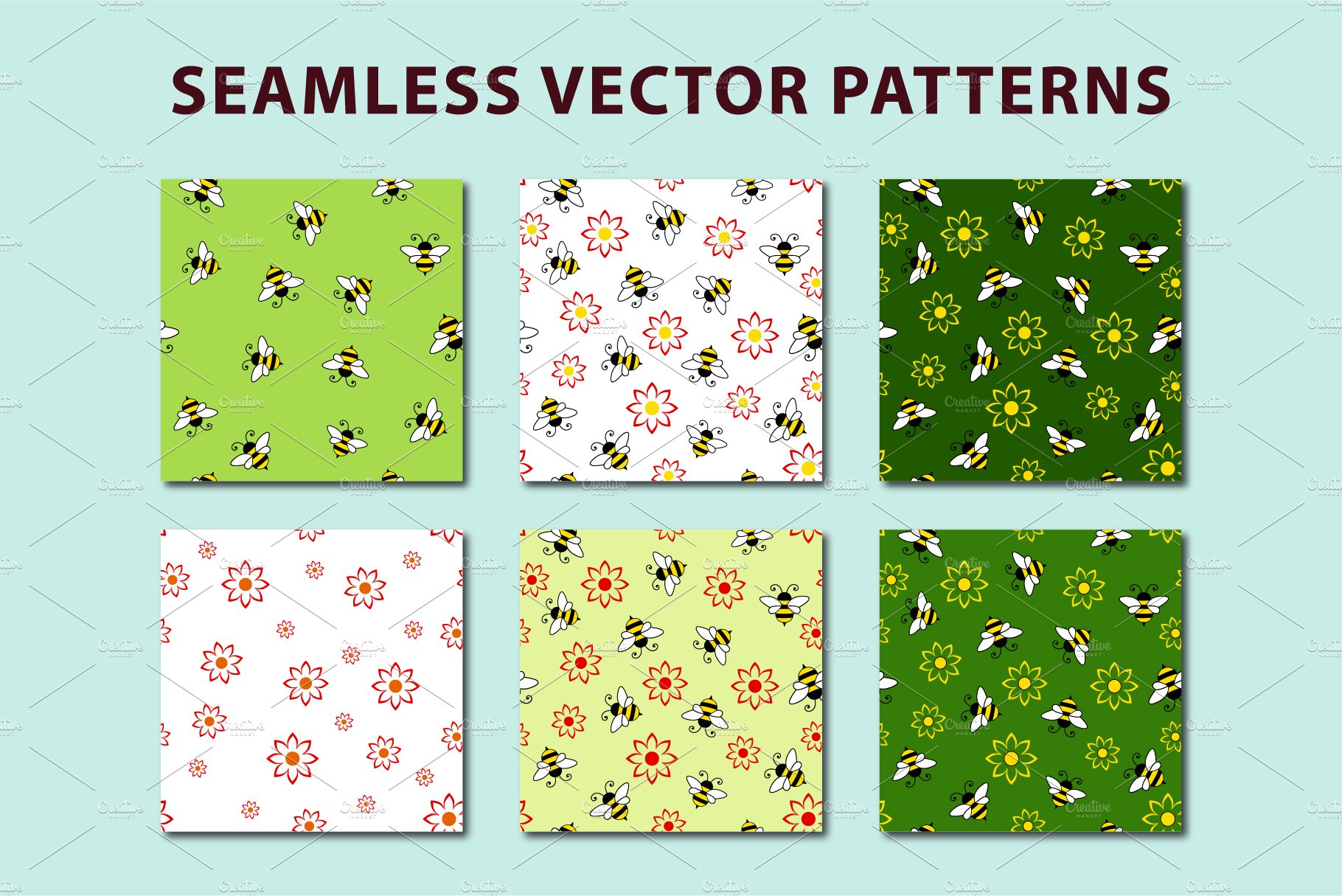 Bee seamless patterns cover image.