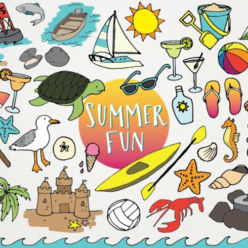 Hand Drawn Beach & Summer Clipart cover image.