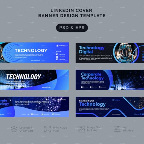 6 Technology Linkedin Banner cover image.