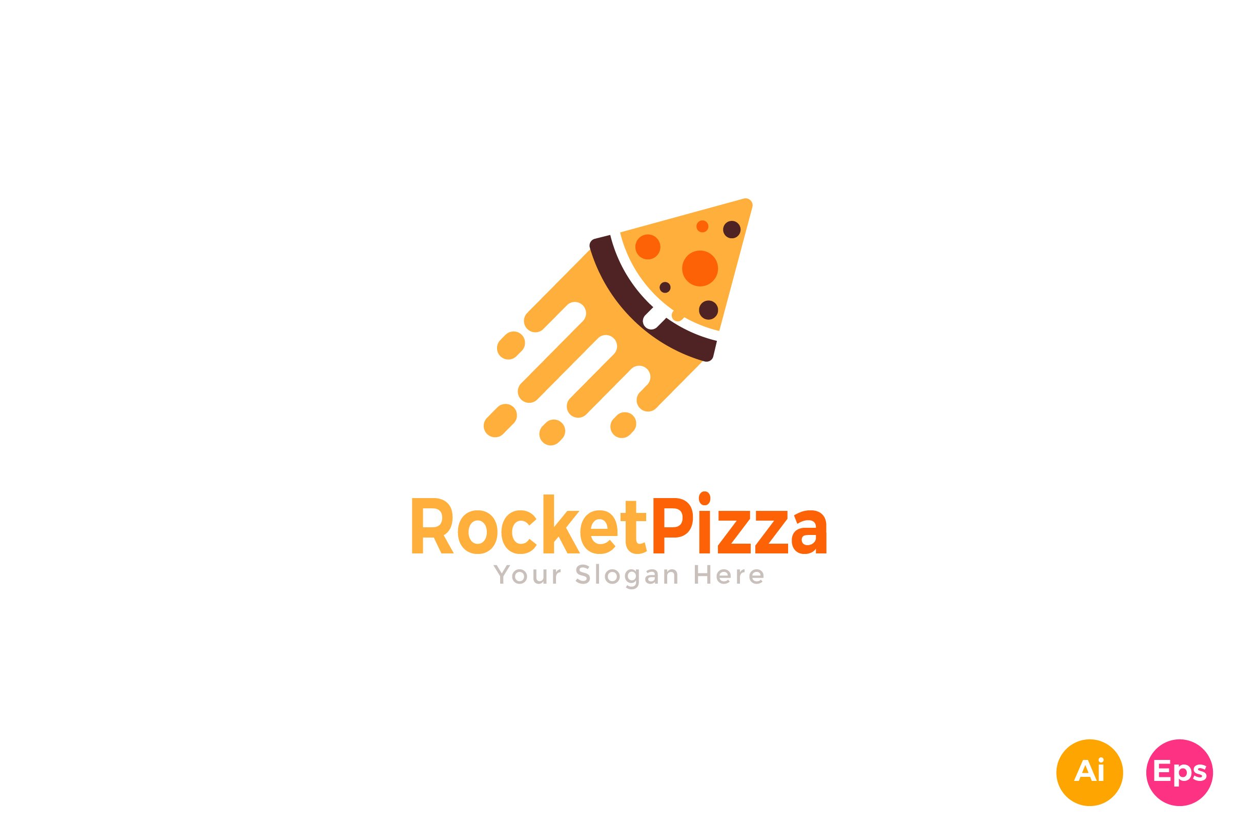 Rocket Pizza Food Logo Template cover image.