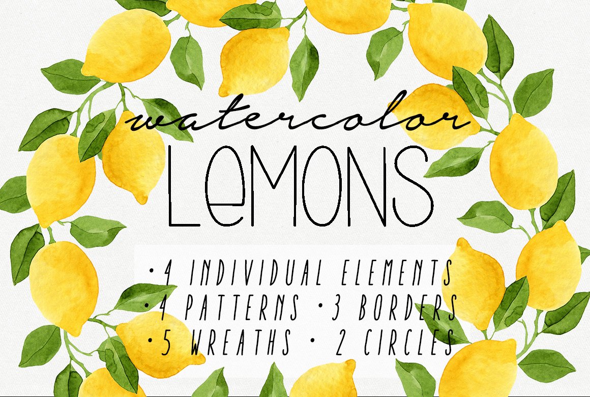 Watercolor Lemons Set cover image.